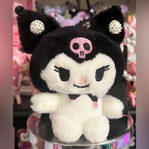 Sanrio Kuromi Plush Coin Purse Clip On Keychain with Wrist Strap